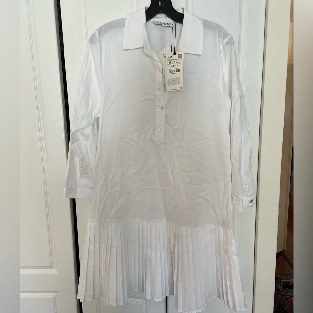 NWT White Zara Shirt Dress- Size Medium